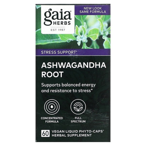 Gaia Herbs, Ashwagandha Root, 60 Vegan Liquid Phyto-Caps