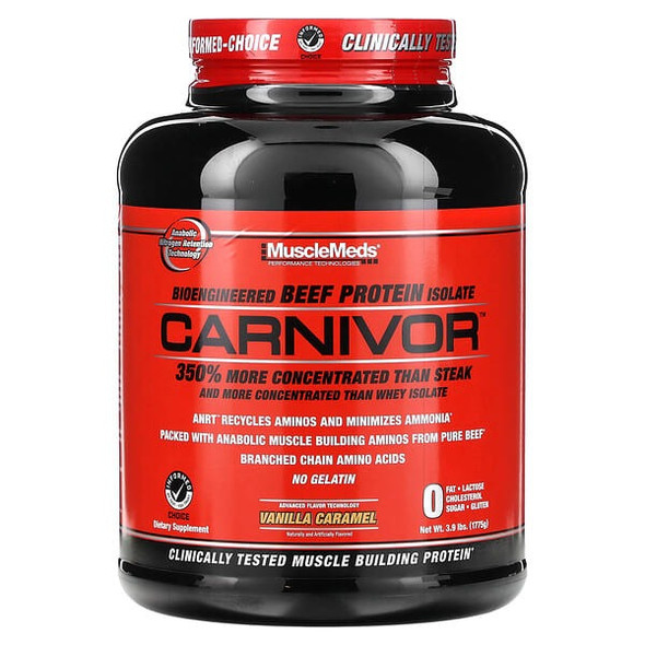 MuscleMeds, Carnivor, Bioengineered Beef Protein Isolate, Vanilla Caramel, 3.9 lbs (1775 g)