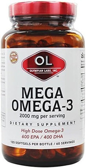 Olympian Labs Mega Omega-3 Fish Oils -- 120 Softgels, ol omega 3