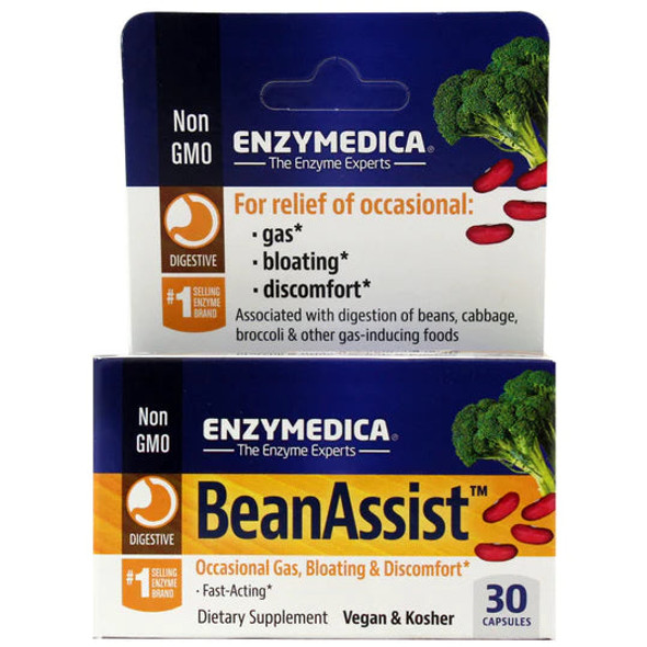 Bean Assist Gas & Bloating Relief - 30 Capsules -Enzymedica Bean Assist Gas & Bloating Relief - 30 Capsules -Enzymedica