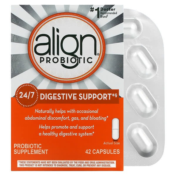 Align Probiotics, 24/7 Digestive Support, Probiotic Supplement, 42 Capsules Align Probiotics, 24/7 Digestive Support, Probiotic Supplement, 42 Capsules