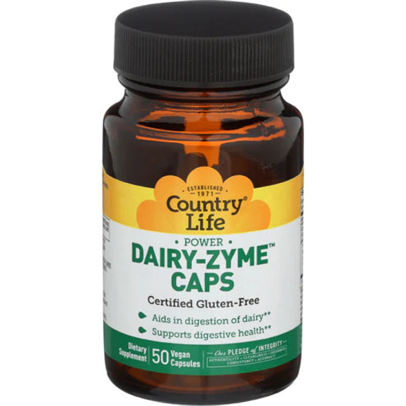 Country Life Power Dairy-Zyme, Digestive Aid, 50 Vegetarian Capsules
