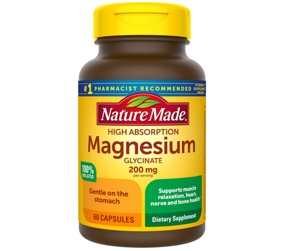 Nature Made Magnesium Glycinate, High Absorption, 200 mg, 60 Caps