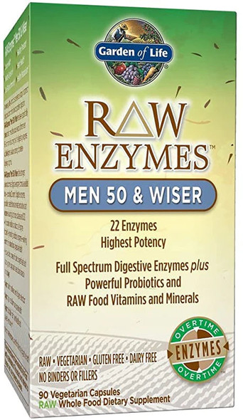 RAW Enzymes Men 50 & Wiser - 90 Vegetarian Capsules by Garden of Life