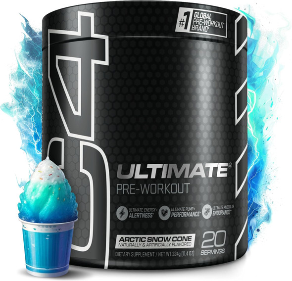 Cellucor C4 Ultimate Pre Workout Powder Arctic Snow Cone - Sugar Free Preworkout Energy Supplement for Men & Women - 300mg Caffeine + 3.2g Beta Alanine + 2 Patented Creatines - 20 Servings Cellucor C4 Ultimate Pre Workout Powder Arctic Snow Cone - Sugar Free Preworkout Energy Supplement for Men & Women - 300mg Caffeine + 3.2g Beta Alanine + 2 Patented Creatines - 20 Servings