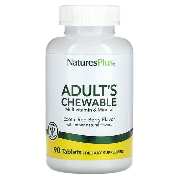 NaturesPlus, Adult's Chewable Multivitamin & Mineral, Exotic Red Berry, 90 Tablets