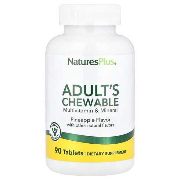 NaturesPlus, Adult's Chewable Multivitamin& Mineral, Pineapple, 90 Tablets NaturesPlus, Adult's Chewable Multivitamin& Mineral, Pineapple, 90 Tablets
