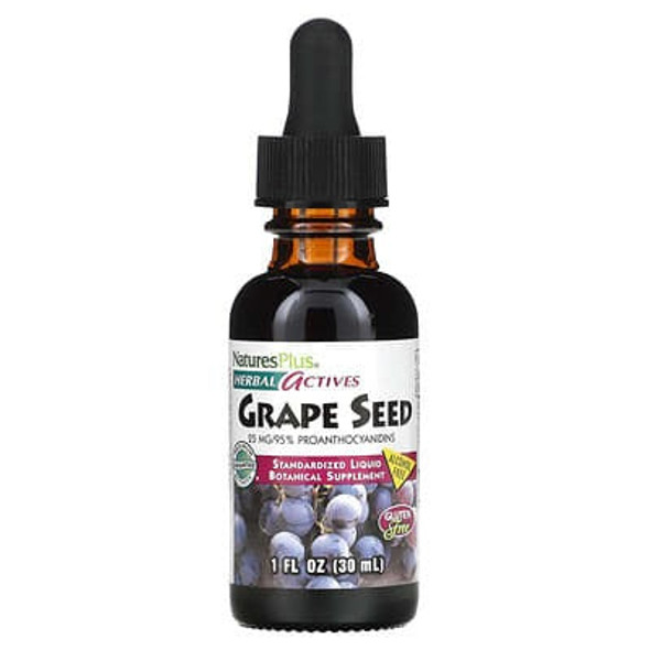 NaturesPlus, Herbal Actives, Grape Seed, Alcohol Free, 25 mg, 1 fl oz (30 ml)