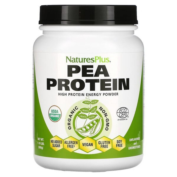 NaturesPlus, Organic Pea Protein Powder, 1.1 lbs (500 g) NaturesPlus, Organic Pea Protein Powder, 1.1 lbs (500 g)