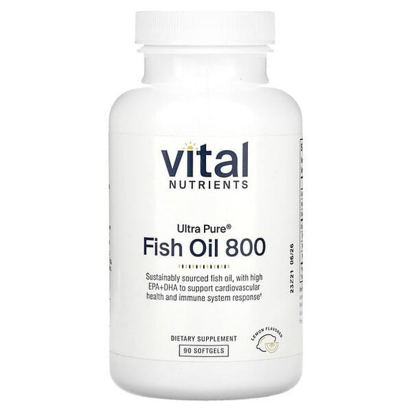 Vital Nutrients, Ultra Pure Fish Oil 800, Lemon, 90 Softgels