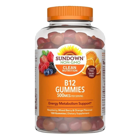 Sundown Vitamin B-12 Gummies, Energy Metabolism Support, 150 Raspberry Mixed Berry Gummies Sundown Vitamin B-12 Gummies, Energy Metabolism Support, 150 Raspberry Mixed Berry Gummies