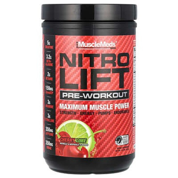 MuscleMeds, Nitro Lift Pre-Workout, Cherry Lime, 1.14 lbs (518 g)