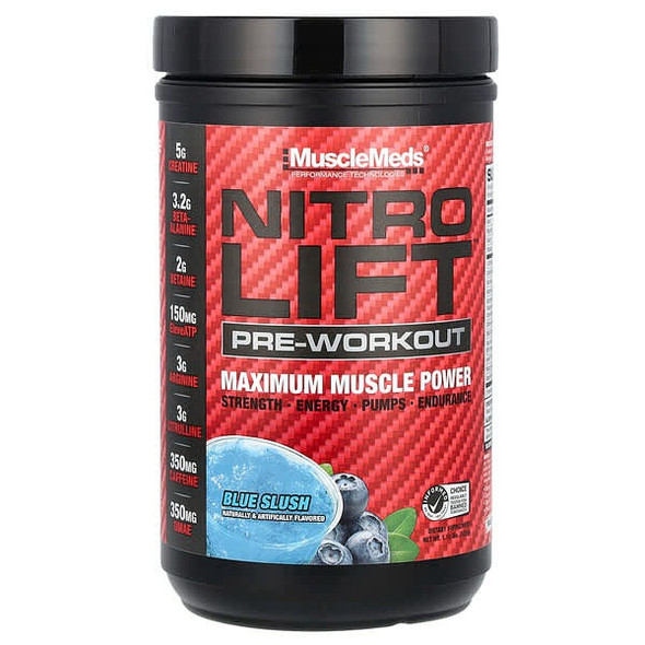 MuscleMeds, Nitro Lift Pre-Workout, Blue Slush, 1.15 lbs (522 g)