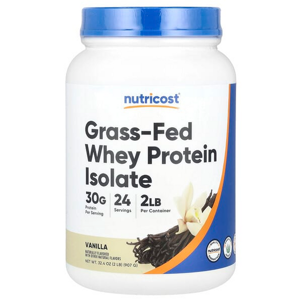 Nutricost, Grass-Fed Whey Protein Isolate, Vanilla, 2 lb (907 g) Nutricost, Grass-Fed Whey Protein Isolate, Vanilla, 2 lb (907 g)