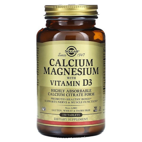 Solgar Calcium Magnesium with Vitamin D3, 150 Tablets