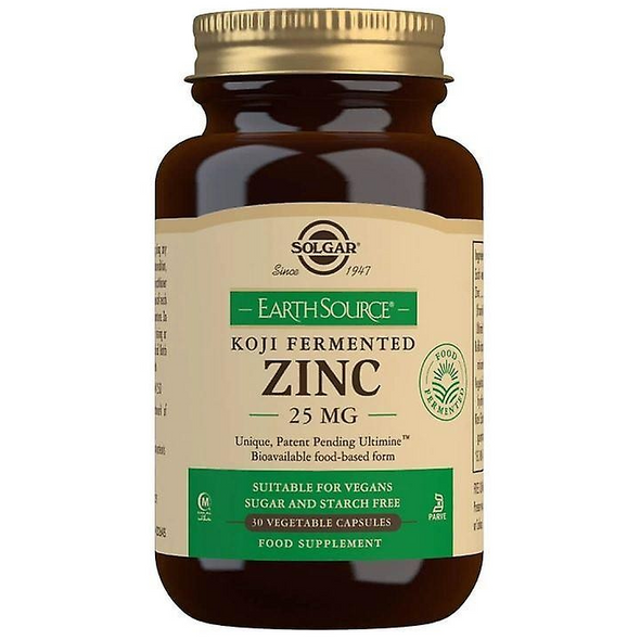 Solgar Earth Source Koji Fermented Zinc 25 mg, 30 Vegetable Capsules
