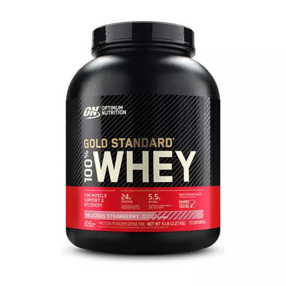ON, Optimum Nutrition Delicious Strawberry Gold Standard  100% Whey Protein, 5lb