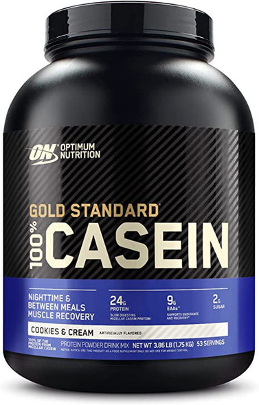 ON, Optimum nutrition Casein Cookies and Cream, Protein Powder 4 lbs