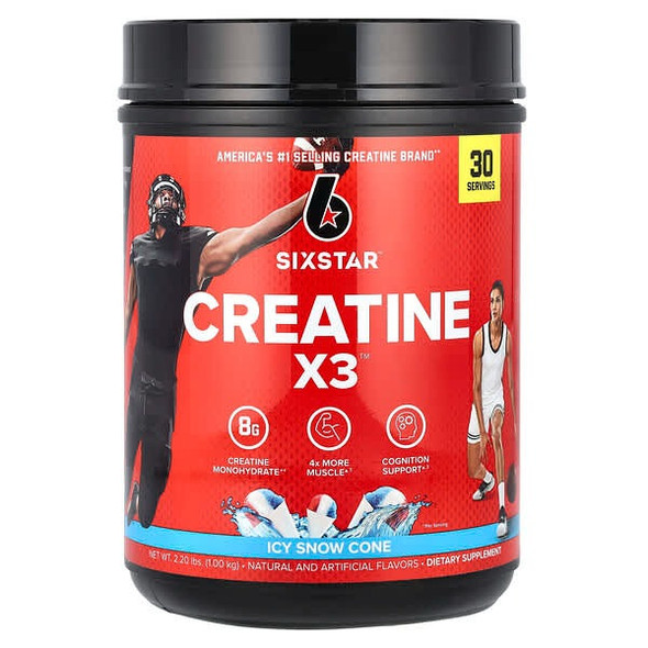 SIXSTAR, Creatine X3, Icy Snow Cone, 2.2 lbs (1.00 kg)