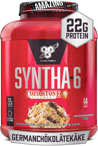 BSN Syntha-6 Whey Protein Powder, Cold Stone Creamery- Germanchokolatekake, Micellar Casein, 4.56 LBS