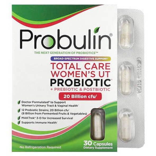 Probulin, Total Care Womens UT Probiotic, 20 Billion CFU, 30 Capsules