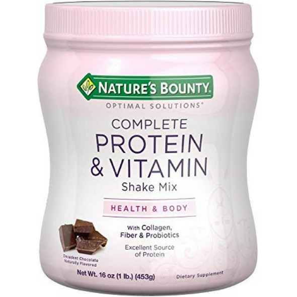 Nature's Bounty Optimal Solutions Complete Protein & Vitamin Shake Mix, Chocolate 16 oz Nature's Bounty Optimal Solutions Complete Protein & Vitamin Shake Mix, Chocolate 16 oz