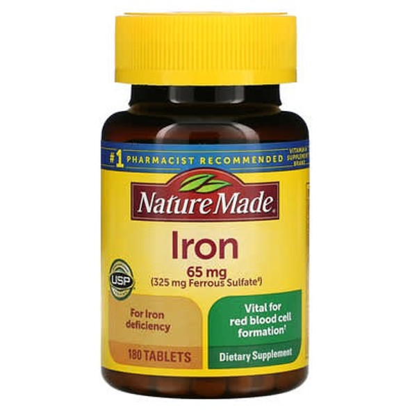 Nature Made, Iron, 65 mg, 180 Tablets