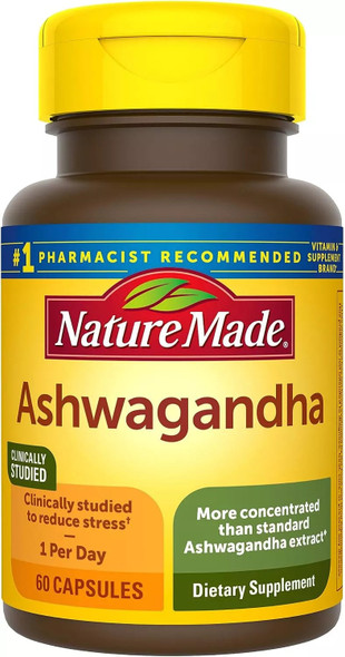 Nature Made Ashwagandha 125mg for Stress Reduction, 60 Tablets