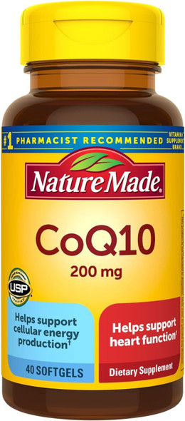 Nature Made CoQ10 200mg, Dietary Supplement for Heart Health Support, 40 Softgels, 40 Day Supply Nature Made CoQ10 200mg, Dietary Supplement for Heart Health Support, 40 Softgels, 40 Day Supply
