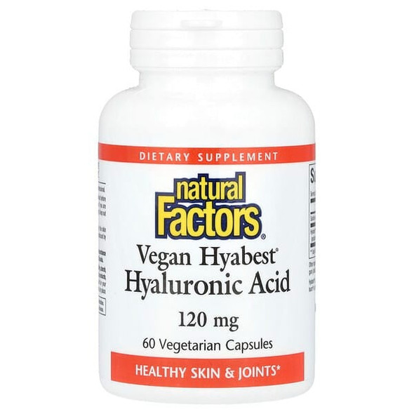 Natural Factors Vegan Hyabest, Hyaluronic Acid, 120 mg, 60 Vegetarian Capsules