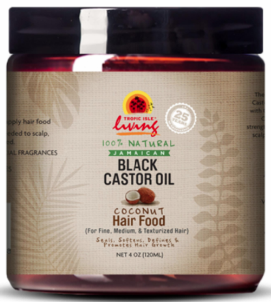 Tropic Isle Living Coconut Black Castor Oil Hair Food With Shea Butter 4 oz