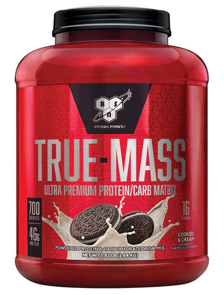 Cookie and Cream, BSN True Mass Lean Muscle Mass Gainer 5.82 lbs