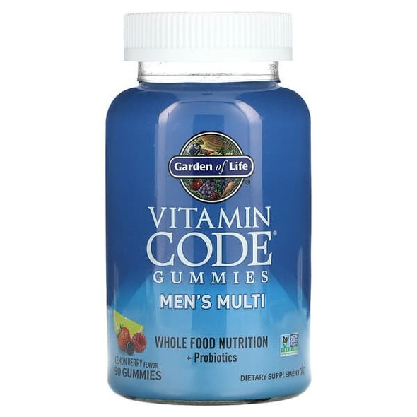 garden of life men's gummies, Vitamin Code, Men's Multi, Lemon Berry, 90 Gummies
