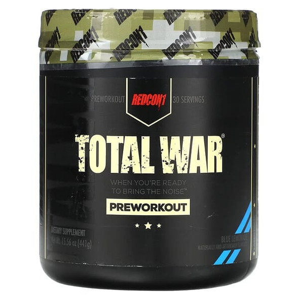Redcon1, Total War, Pre-Workout, Blue Lemonade, 15.56 oz (441 g) Redcon1, Total War, Pre-Workout, Blue Lemonade, 15.56 oz (441 g)
