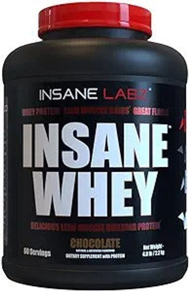 Insane Labz Insane Whey,100% Muscle Building Whey Protein, Post Workout, BCAA Amino Profile, Mass Gainer, Meal Replacement, 5lbs, 60 Srvgs, (Chocolate)