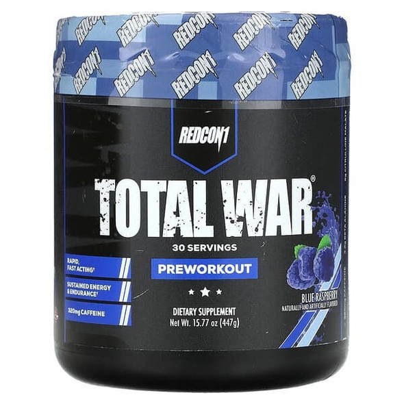 Redcon1, Total War, Pre-Workout, Blue Raspberry, 15.77 oz (447 g) Redcon1, Total War, Pre-Workout, Blue Raspberry, 15.77 oz (447 g)