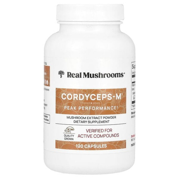Real Mushrooms, Cordycep-M, Mushroom Extract Powder, 120 Capsules