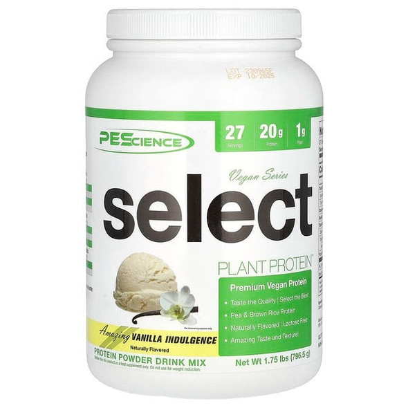 PEScience, Vegan Series, Select Plant Protein, Amazing Vanilla Indulgence, 1.75 lbs (796.5 g)