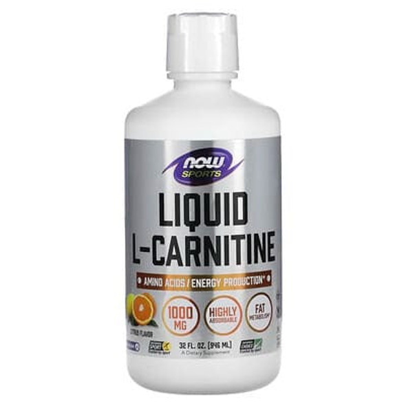 NOW Foods, Sports, Liquid L-Carnitine, Citrus, 1,000 mg, 32 fl oz (946 ml)