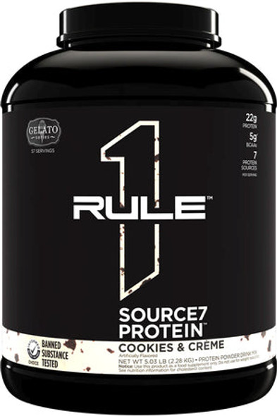Rule 1 Source7 Multi-Source Protein Blend Cookies & Cream Gelato - 5 Lb 57 Servings