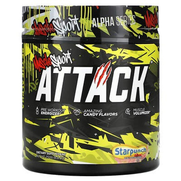 MuscleSport, Attack, Pre-Workout Energizer, Rainbow Fruit, 8.8 oz (250 g)