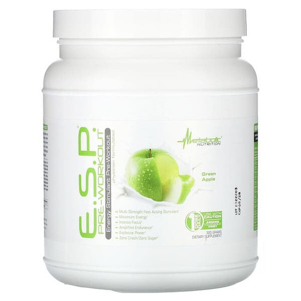 Metabolic Nutrition, E.S.P. Pre-Workout, Green Apple, 300 g