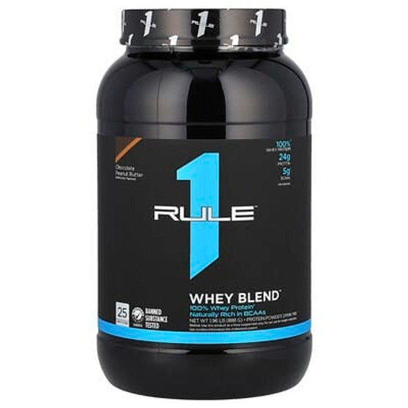 Rule One Proteins, Whey Blend, Protein Powder Drink Mix, Chocolate Peanut Butter, 1.96 lb (888 g)