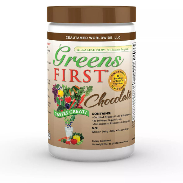 Greens First Chocolate Phytonutrient Powder, 28.74 oz., 60 Servings  Contains 49+ Organic Fruit & Vegetable Superfoods  Dairy Free & Vegan