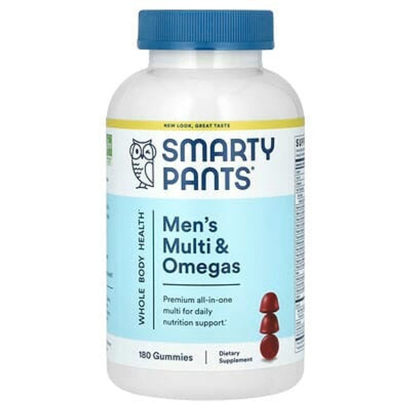 SmartyPants, Men's Multi & Omegas Gummies, Lemon Creme, Blueberry and Blackberry, 180 Gummies