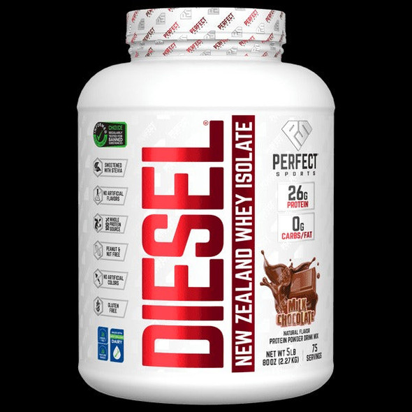 PERFECT Sports, Diesel, New Zealand Whey Isolate, Milk Chocolate, 5 lbs (2.27 kg)