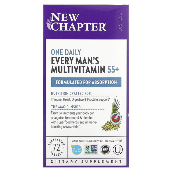 New Chapter, Every Man's One Daily 55+ Multivitamin, 72 Vegetarian Tablets