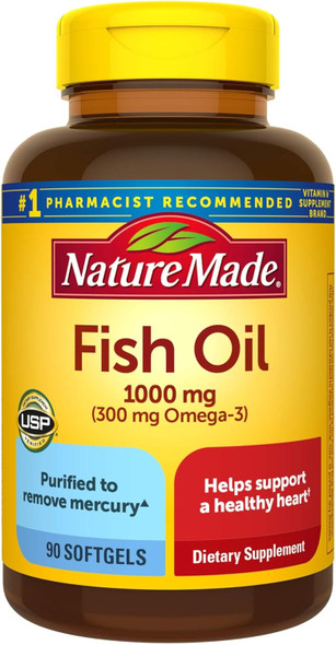 Nature Made Fish Oil 1000 mg, 90 Softgels, Fish Oil Omega 3 Supplement For Heart Health Nature Made Fish Oil 1000 mg, 90 Softgels, Fish Oil Omega 3 Supplement For Heart Health