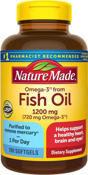 Nature Made Fish Oil, 1200 mg, Omega 3 Fish Oil Supplements 100 Softgels Nature Made Fish Oil, 1200 mg, Omega 3 Fish Oil Supplements 100 Softgels