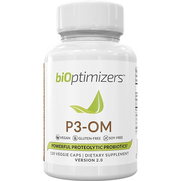 BiOptimizers P3-OM Proteolytic Prebiotics & Probiotics Supplement Lactobacillus Plantarum For Digestive & Immune Health Bloating & Gut Relief Support For Men & Women
